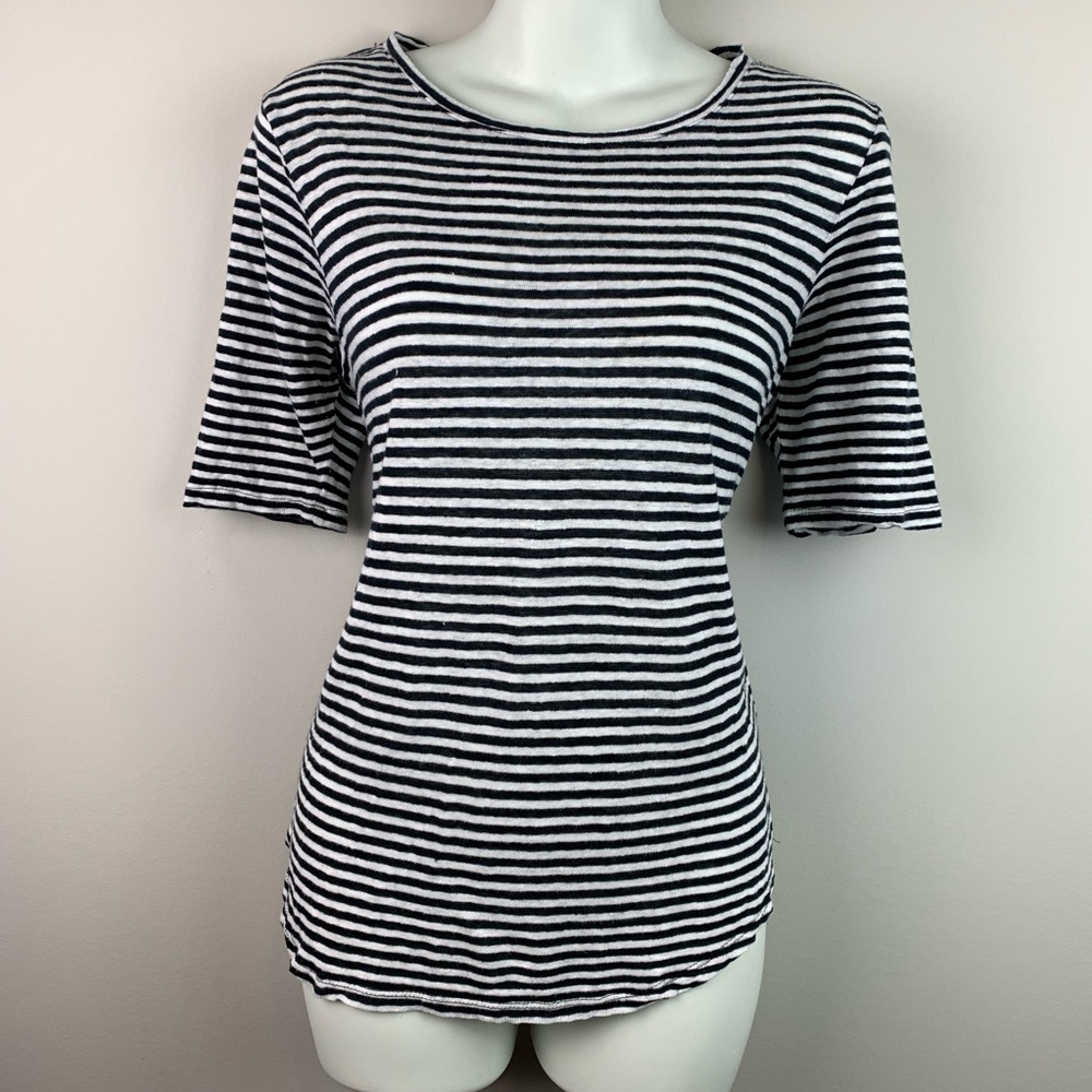 Who what wear linen blouse medium striped black